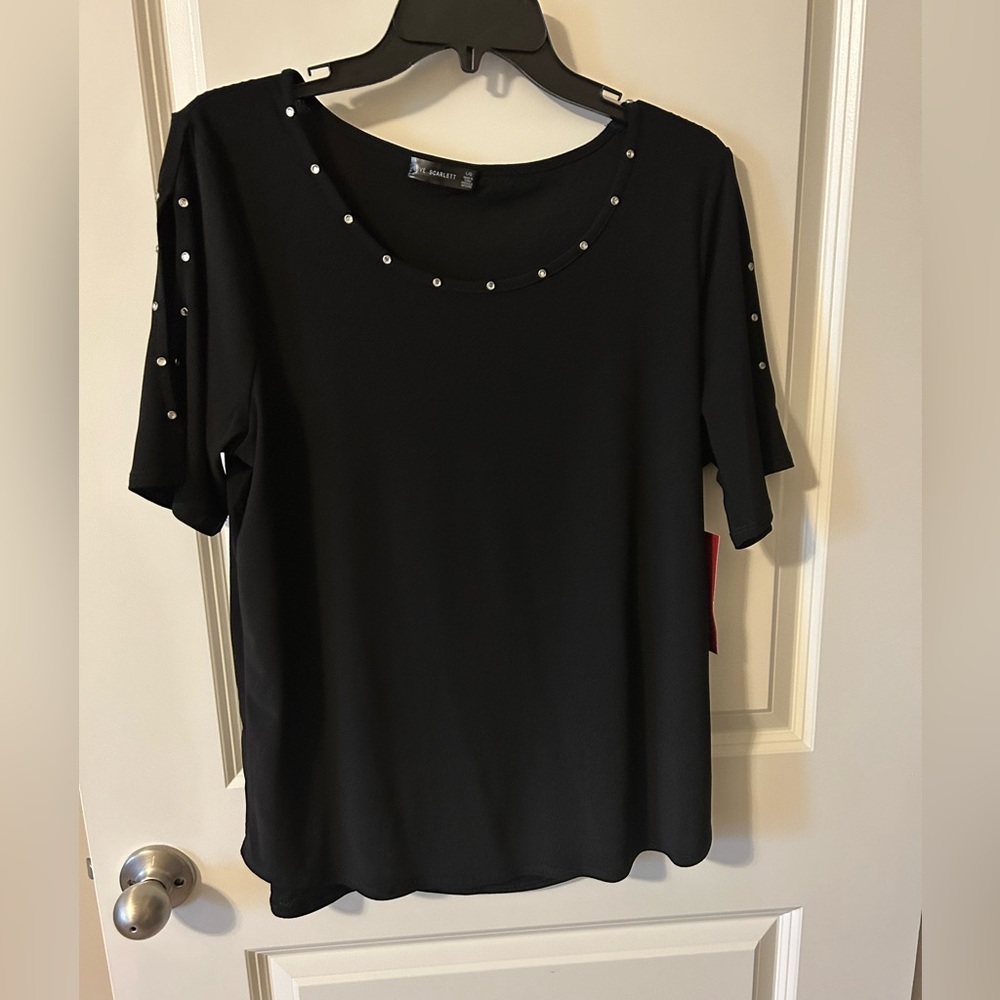 Love Scarlett Black Studded Short Sleeve Top